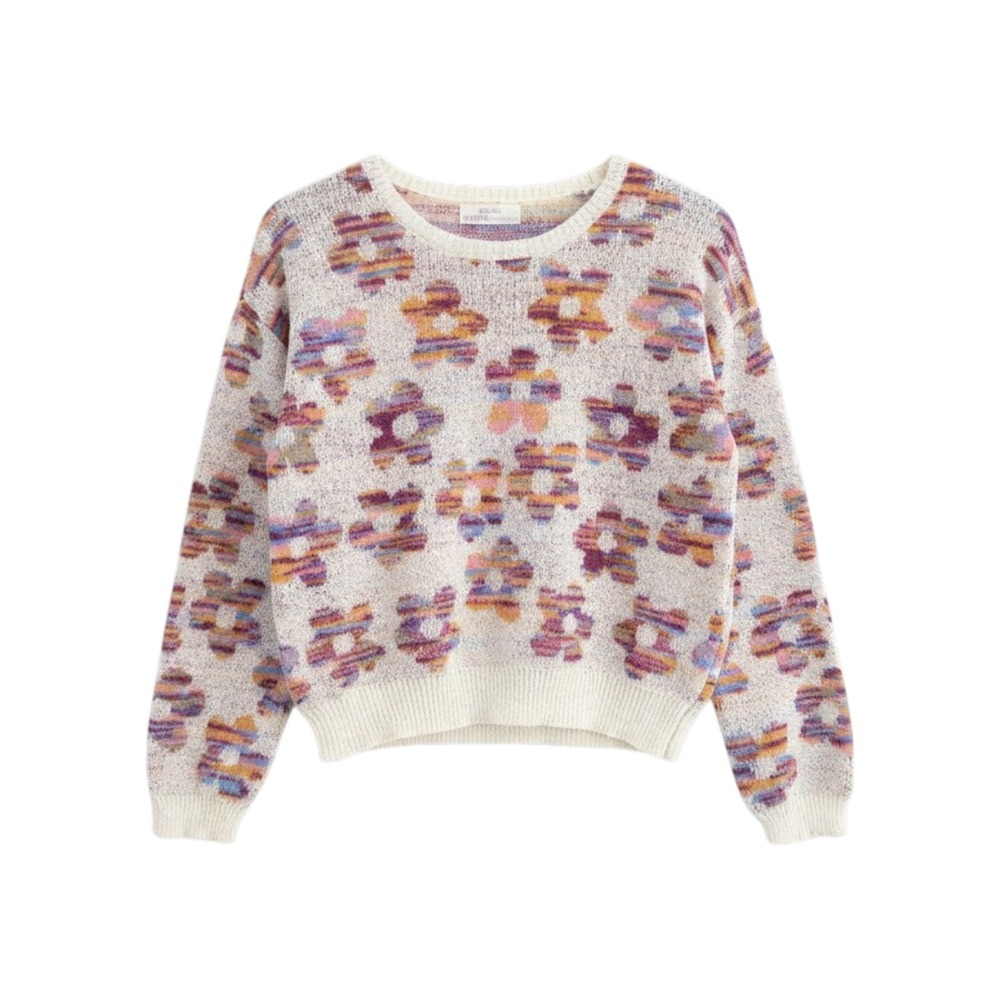 Evsie Floral Knit Sweater Girls XL 13/14 Pastel Flowers Soft Girl Y2K Aesthetic